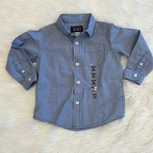 NWT Childrens Place Plaid Button Down Dress Shirt (18-24M)
